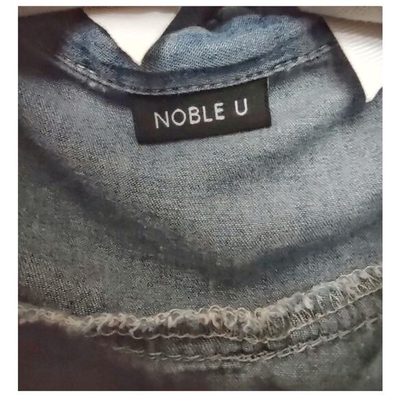 NOBLE U Long Sleeve Denim Shirt Button Down Chambray Jean Top Size S Cowboy - Picture 10 of 11